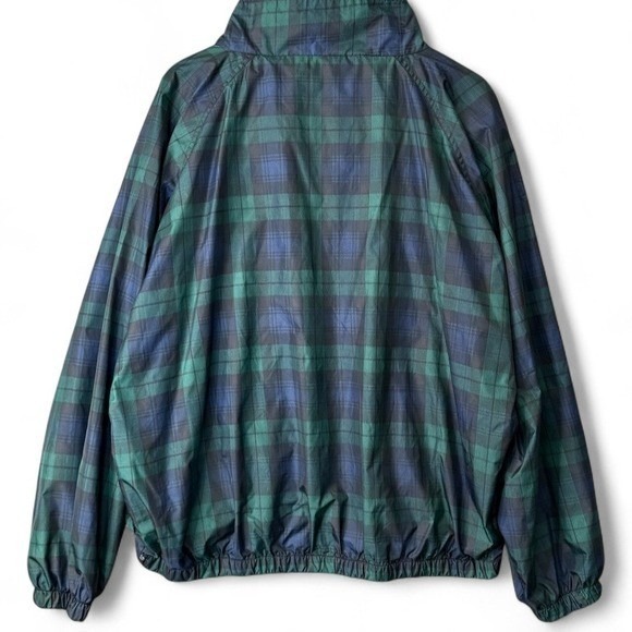 Vintage Jerzees Plaid Green Navy Lightweight Full Zip Windbreaker Jacket Mens 2X - Picture 6 of 10